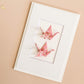 Card Twin Crane Little Flowers Pink