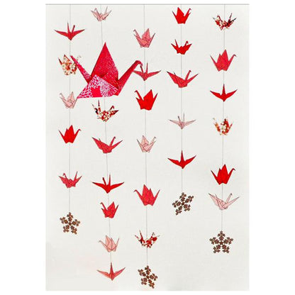 Card Hanging Cranes Pink