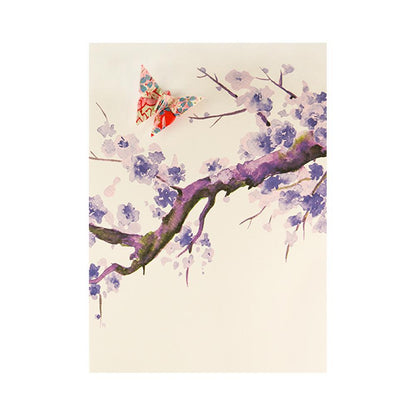 Card Watercolour Sakura Tree Purple