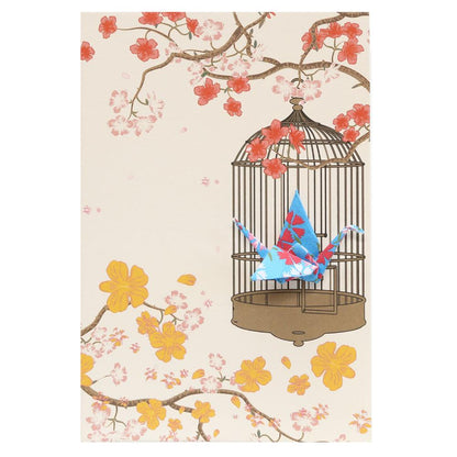 Card Crane in Cage Little Flowers Blue