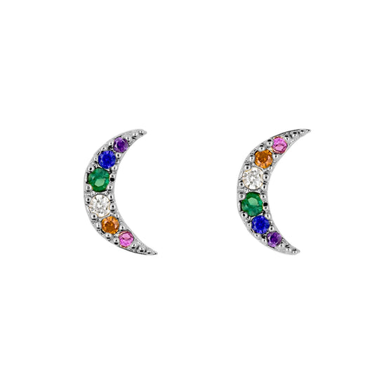 Earring Diamante Moon Rainbow