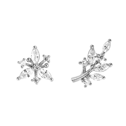 Earring Diamante Leaf and Flower