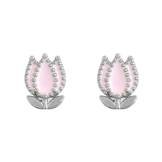 Earring Epoxy Lotus Pink Silver