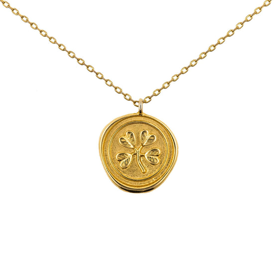 Necklace Medallion Clover Gold