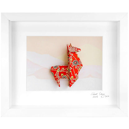 Small White Frame Llama Red